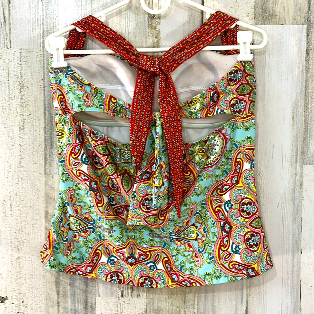 ANTONIO MELANI Green Multicolor Paisley Halter Swim Top - Picture 4 of 13